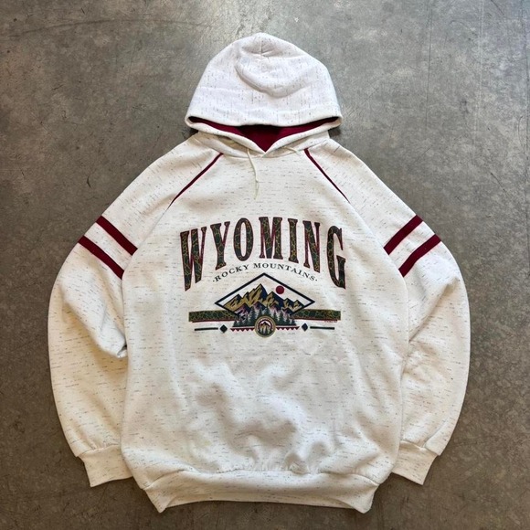 American Vintage Other - Vintage 90's Raglan Cut Wyoming Rocky Mountains Graphic Hoodie USA Made Outdoors